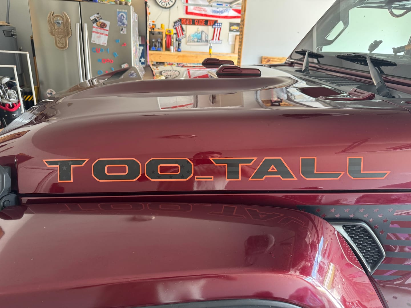 Customer photo review of Premium Black Flag Hood Lettering | Set of 2