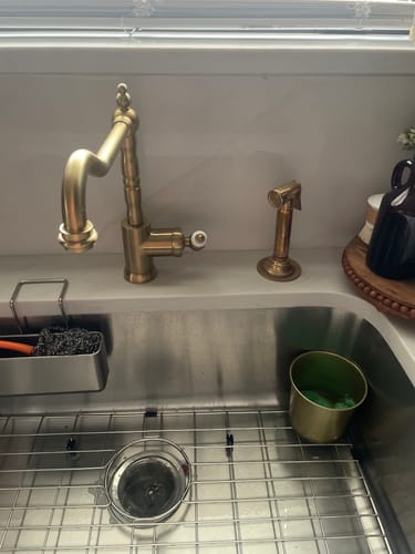 Customer photo review of Unlacquered Brass Kitchen Sprayer #VFK136