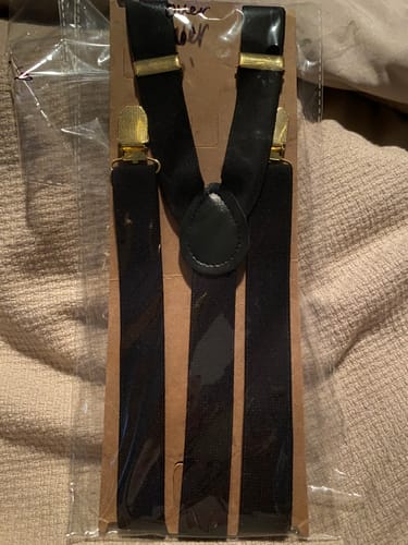 Customer photo review of Black & Gold Suspenders