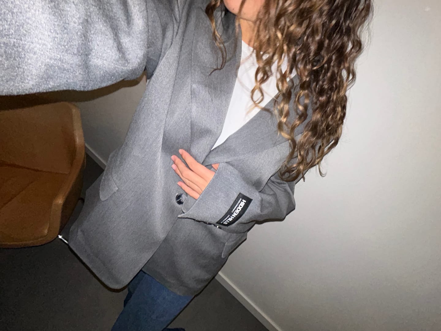 Customer photo review of BLACK LABEL EMBOSSED BLAZER GREY