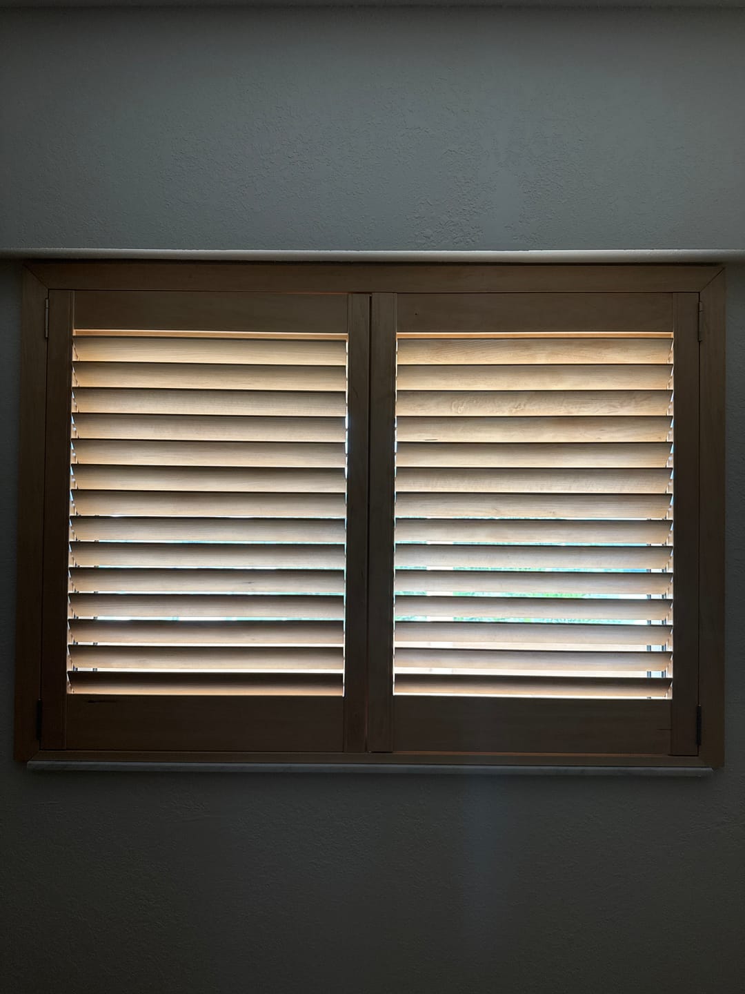 Customer photo review of Stained Wood Plantation Shutter