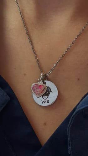 Customer photo review of Braided Heart Pendant with Cremation Ashes