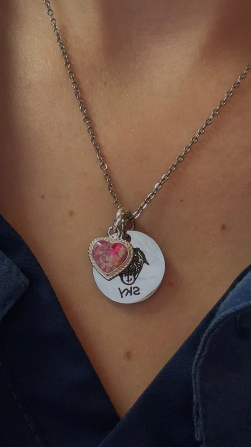 Customer photo review of Braided Heart Pendant with Cremation Ashes