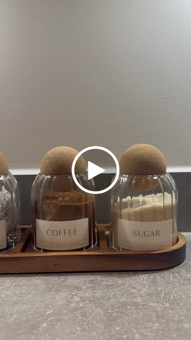Customer video review of Set of 3 Ribbed Cork Ball Glass Jars - Tea, Coffee and Sugar 500ml with Long Tray