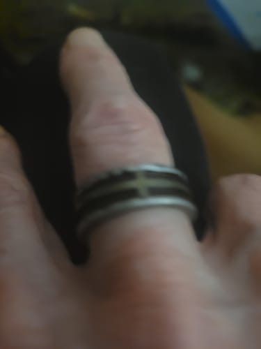 Customer photo review of The Hero Company's Prepared for Battle Cross Ring : Helps Pair Veterans With A Service Dog Or Shelter Dog