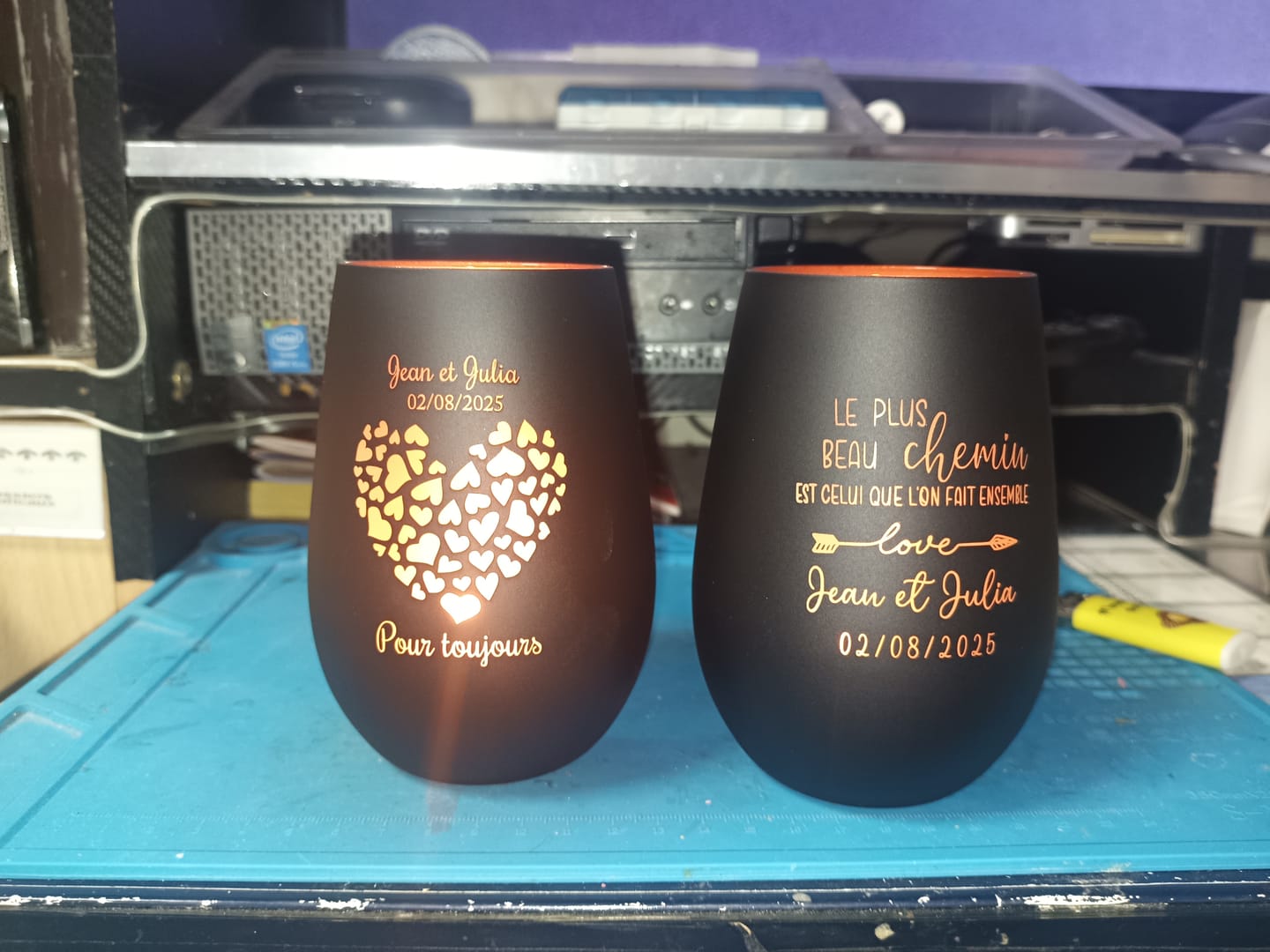Customer photo review of Chemin commun - Photophore personnalisé pour les couples
