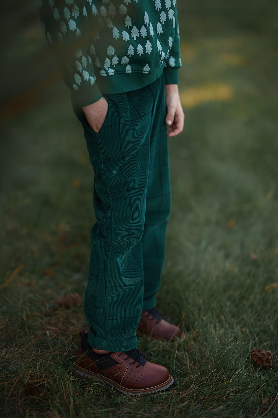 Customer photo review of Recycled Cotton Evergreen Grid Corduroy Pant