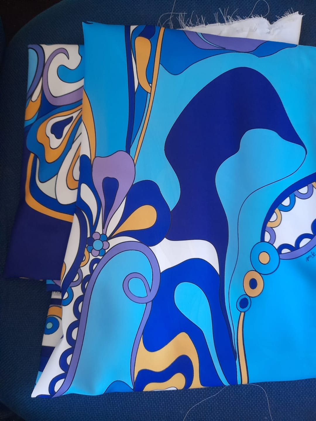 Customer photo review of Blue Yellow Print Fabric Sold by Metre