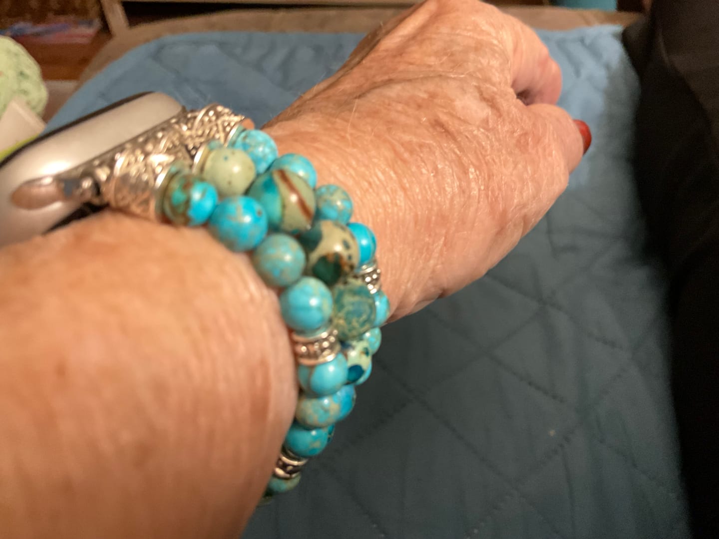 Customer photo review of Imperial Jasper Stretch Apple Watch Strap