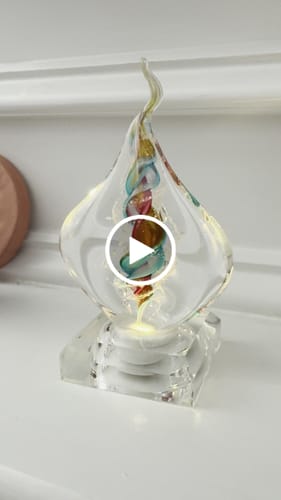 Customer video review of Illuminated Tri-Color Glass Flame Paperweight with Ashes