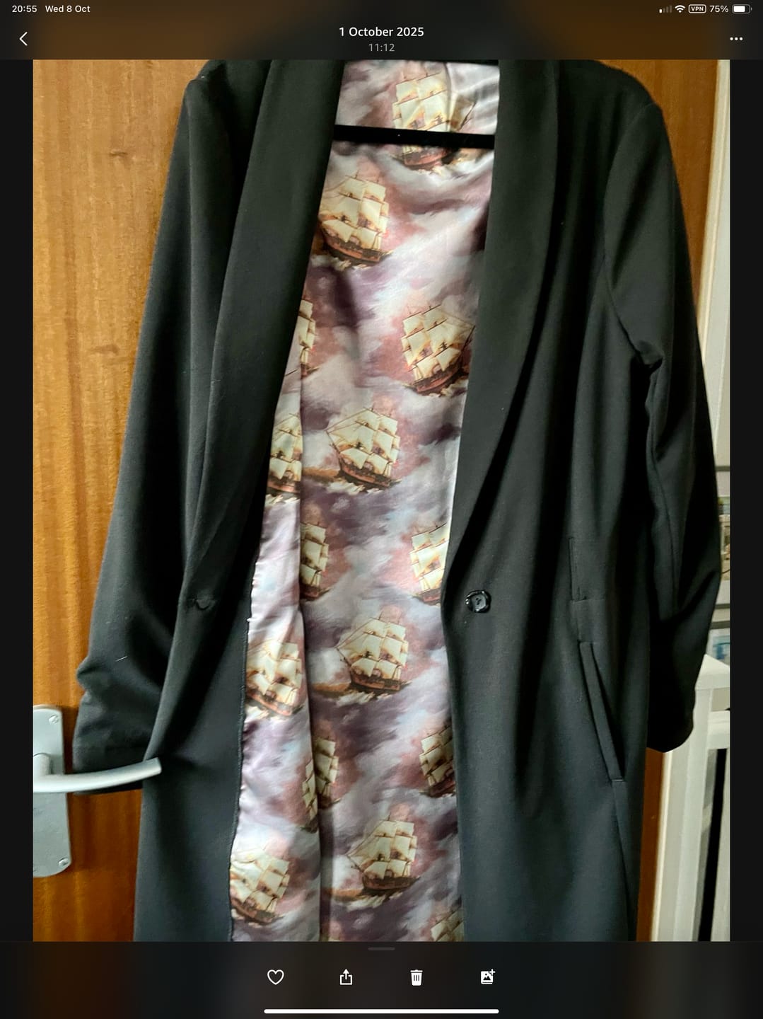 Customer photo review of Sailing Ships Satin Fabric