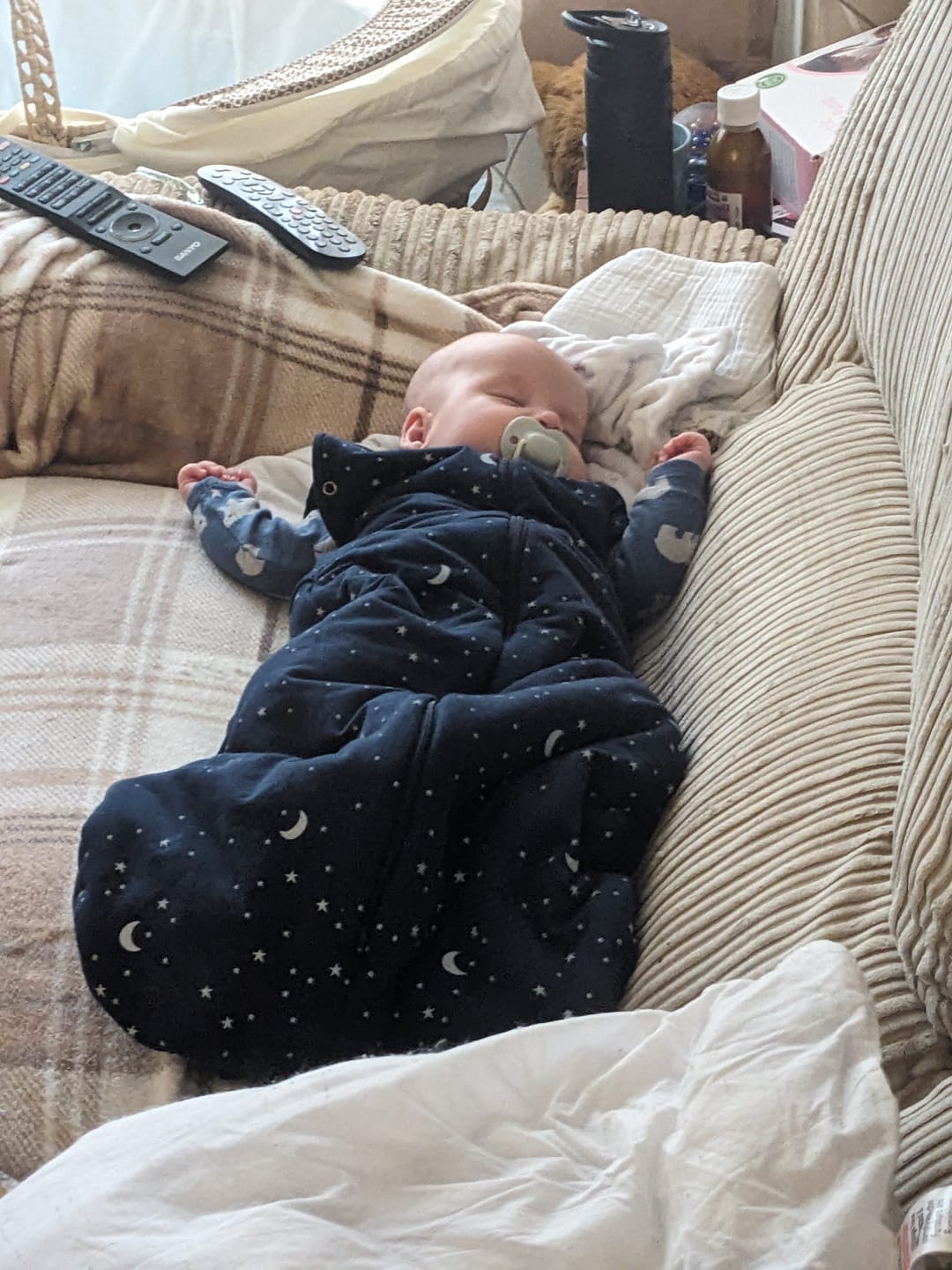 Customer photo review of sleeping bag blue moon and stars | 3-12 Months | 2.5 Tog