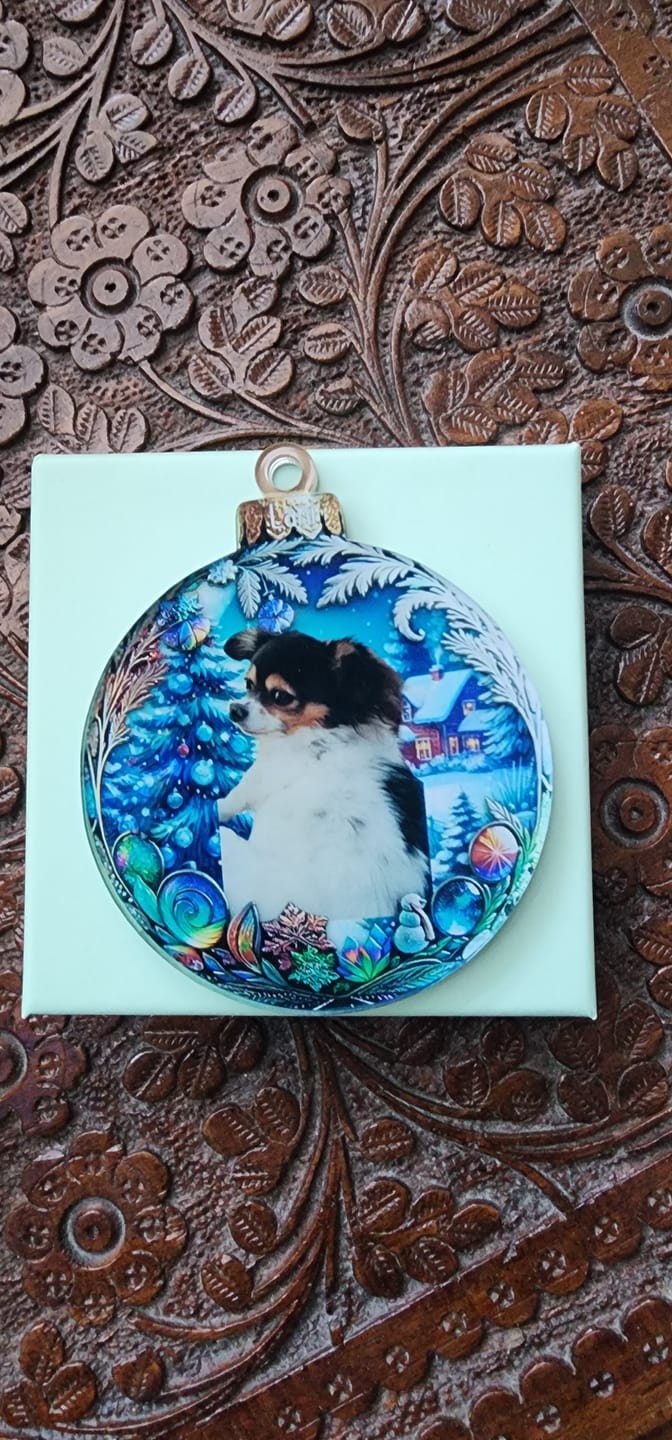 Customer photo review of Custom Photo Pets Make Our Lives Whole - Dog & Cat Personalized Ornament