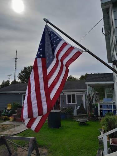 Customer photo review of NEW For 2025/2026! Prestige House Flag Pole - A Complete Wall-mounted Kit - American Flag Included