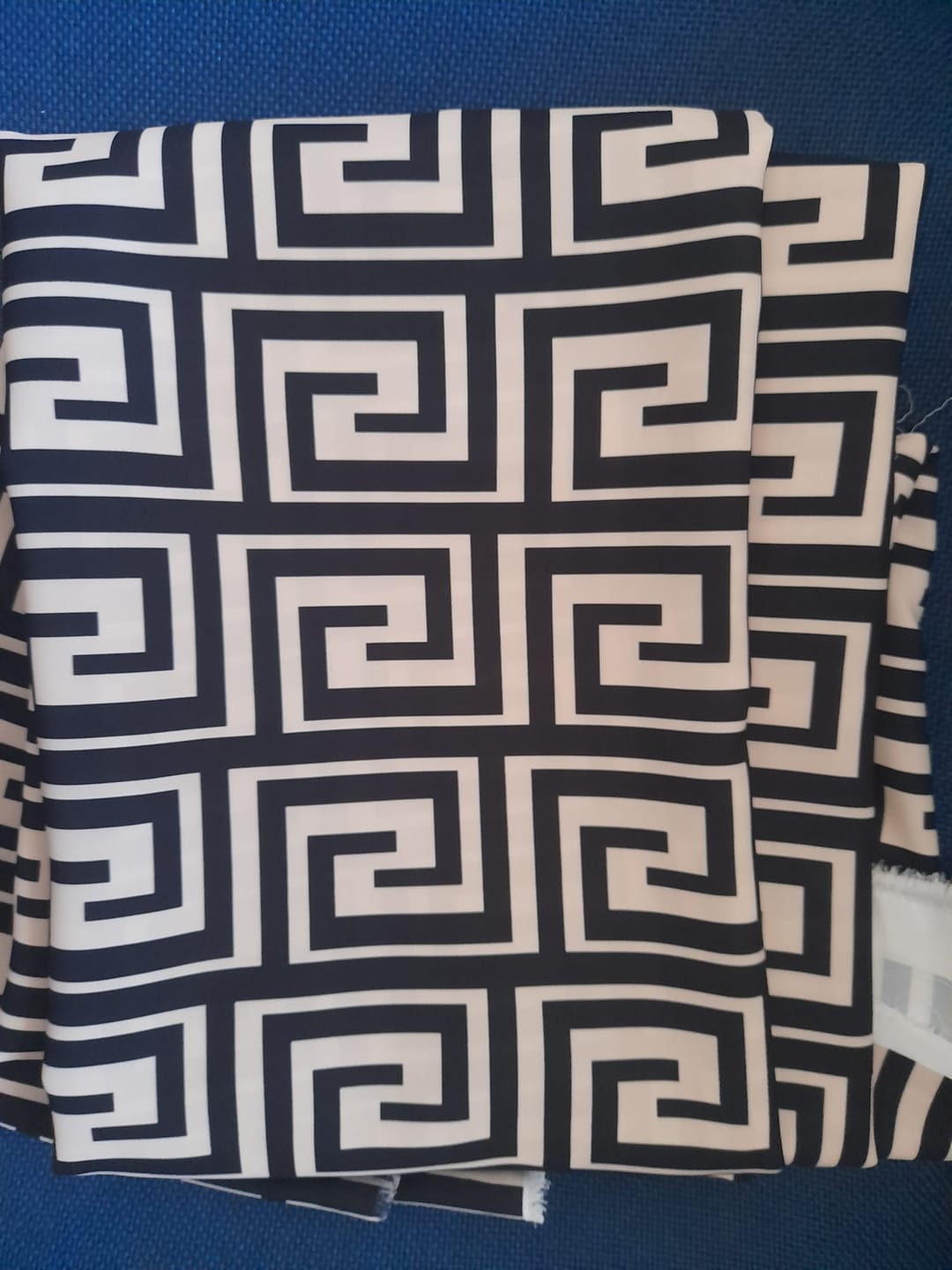 Customer photo review of Greek Key Design Fabric by Metre