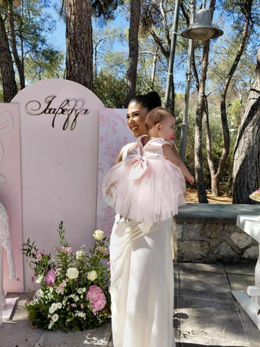 Customer photo review of Baby Girl Formal Dresses Toddler Birthday Party Dress Pink Bow Puffy Girl Pageant Princess Dress