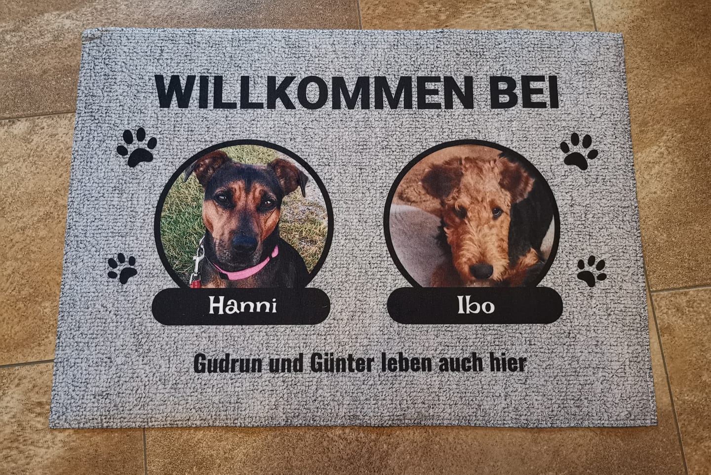 Customer photo review of Foto mit Namensschild - Individuelle Fußmatte