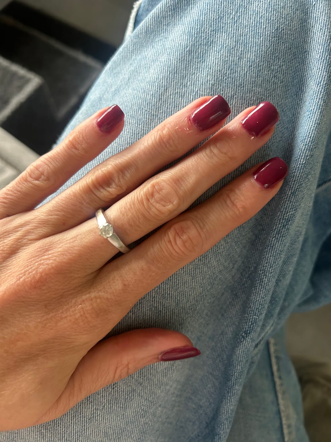 Customer photo review of Dark Reddish Purple Dipping Powder