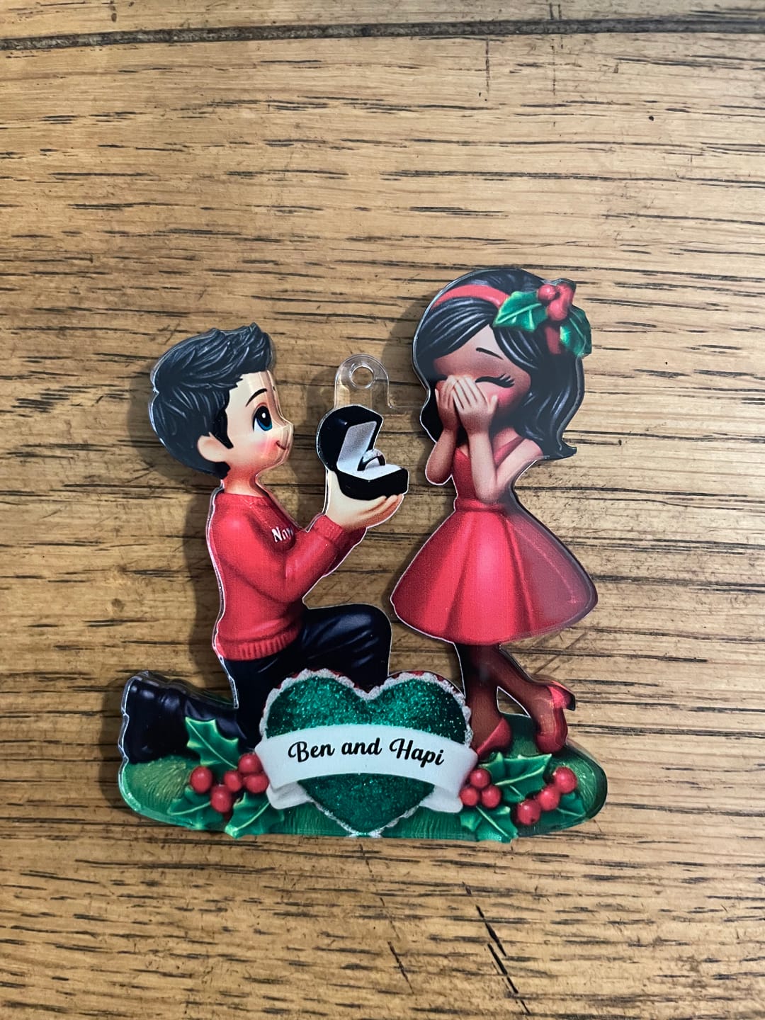 Customer photo review of Marriage Proposal "She Said Yes!" - Personalized Acrylic Ornament, Just Engaged Gifts for Couples