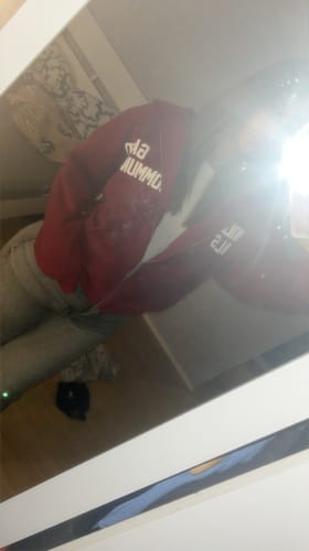 Customer photo review of GATED COMMUNITY ZIP HOODIE BURGUNDY