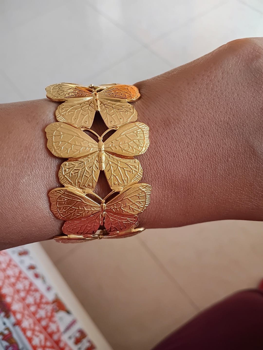 Customer photo review of Butterfly Gold Cuff Bracelet