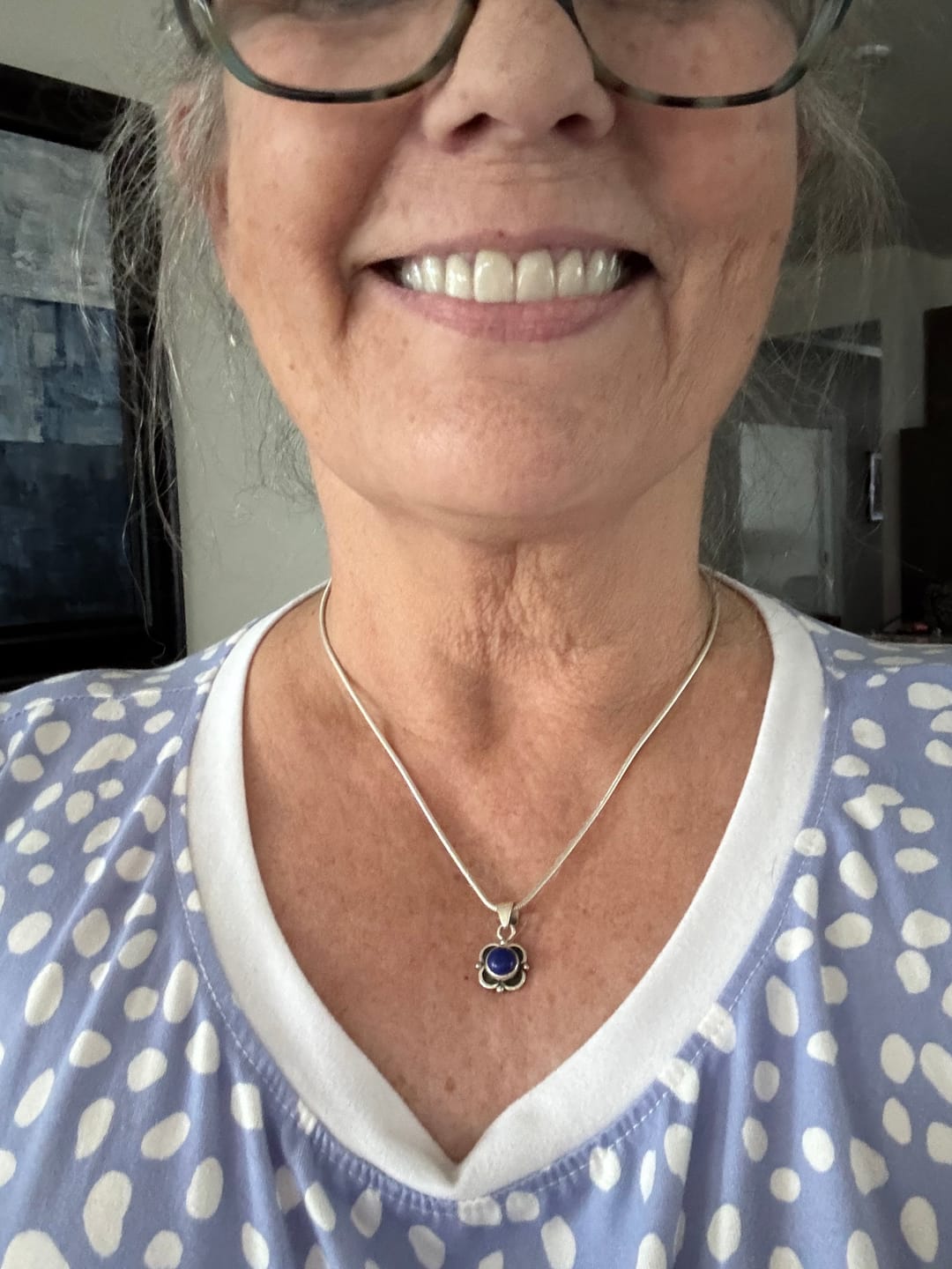 Customer photo review of Silver Larimar Necklace