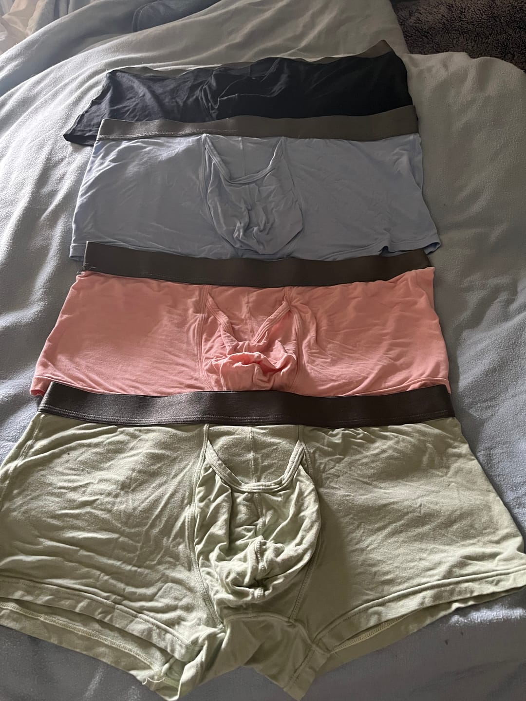 Customer photo review of Men’s Dual Ball Pouch Trunks With Fly Front