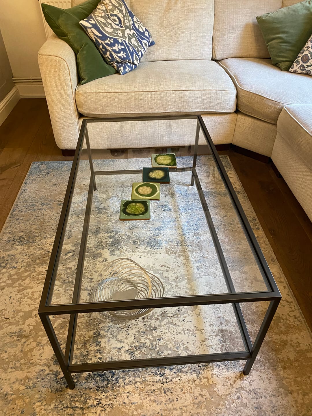 Customer photo review of Madison Glass Metal Coffee Table - Dark Bronze