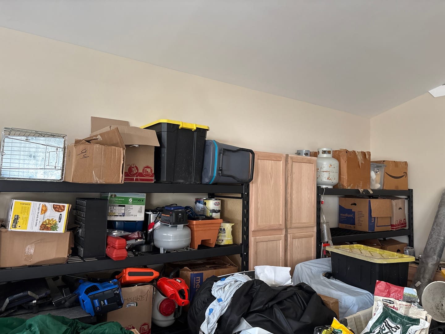 Customer photo review of REIBII 77.2" W Industrial Heavy-Duty Garage Shelving,4-Tier Adjustable Steel Storage Shelves for Garage,Warehouse,Basement