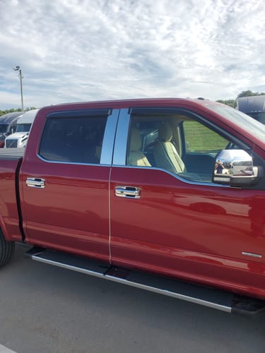 Customer photo review of Fit 2015-2021 Ford F-150 Super Crew Out-Channel Vent Window Visors Rain Sun Wind Guards Shade Deflectors