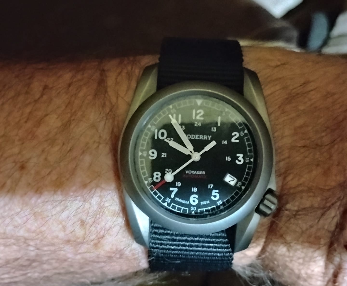 Customer photo review of VOYAGER - 100M Waterproof Titanium Automatic Field Watch | Black