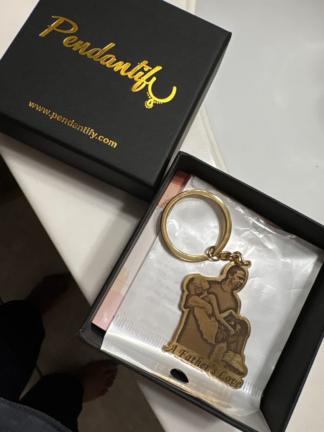 Customer photo review of Custom Photo Engraved Keychain
