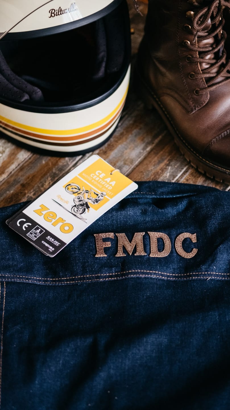 Customer photo review of zero: denim riding jacket personalised