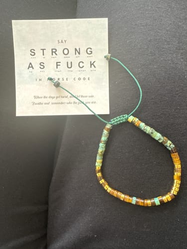 Customer photo review of 'Strong As Fuck' Morse code Motivational Bracelet