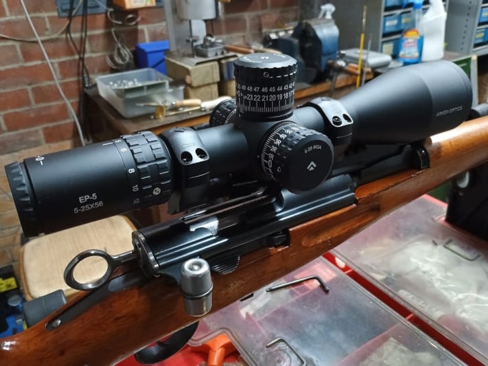 Customer photo review of Swiss K31 NDT (No Drill-Tap) Scope Mount Picatinny Rail with adjustable shell deflector