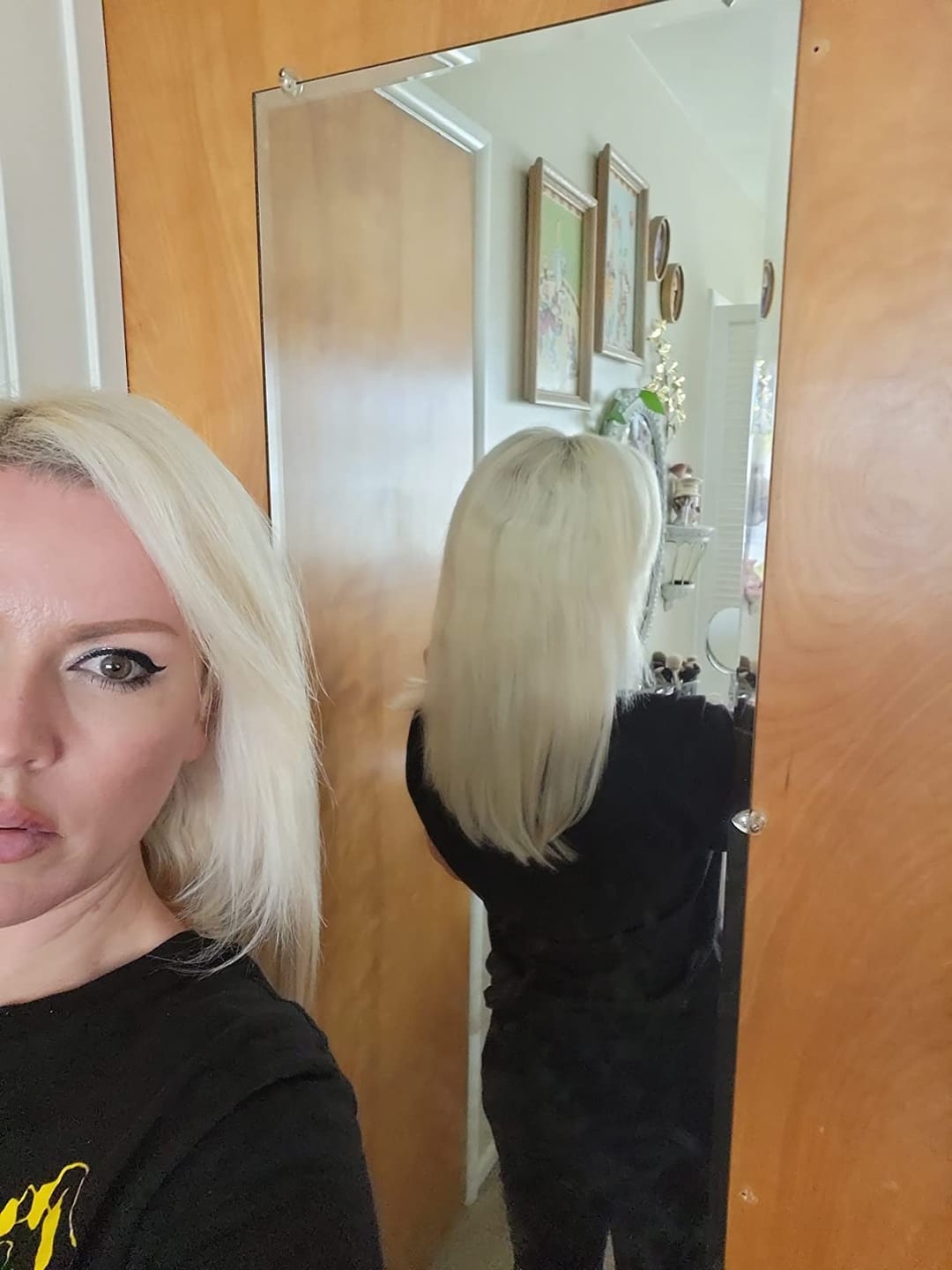 Customer photo review of [Pre Order] 6x6 Inches Virgin Human Hair Toppers Fishnet Base Platinum Blonde #60