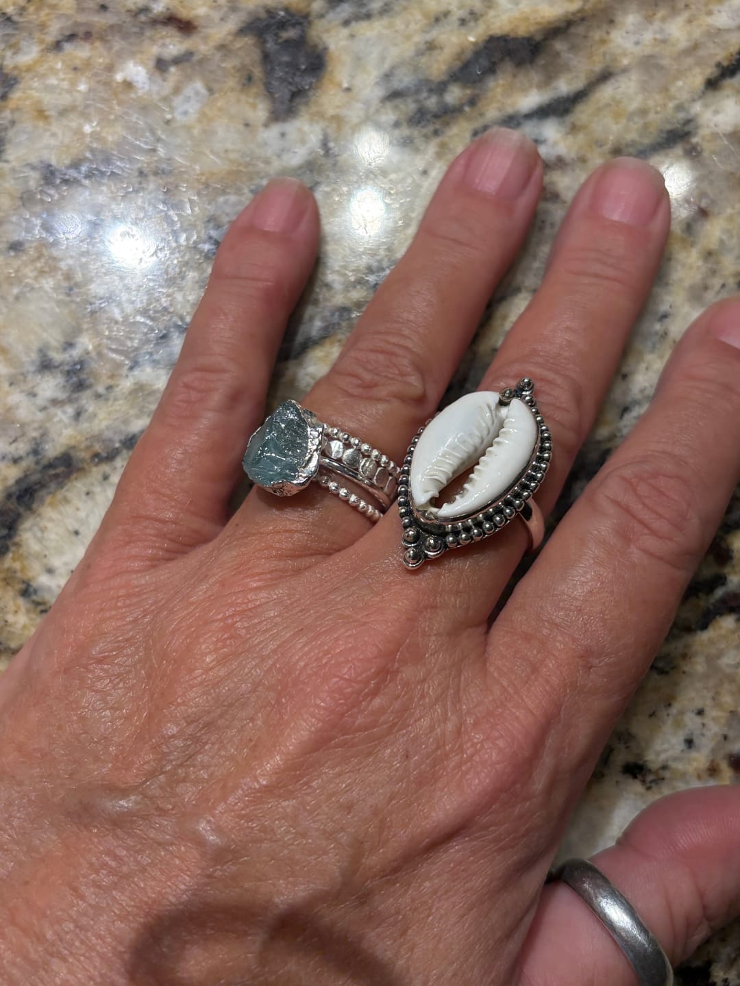 Customer photo review of Cowrie Shell Boho Ring Sterling Silver