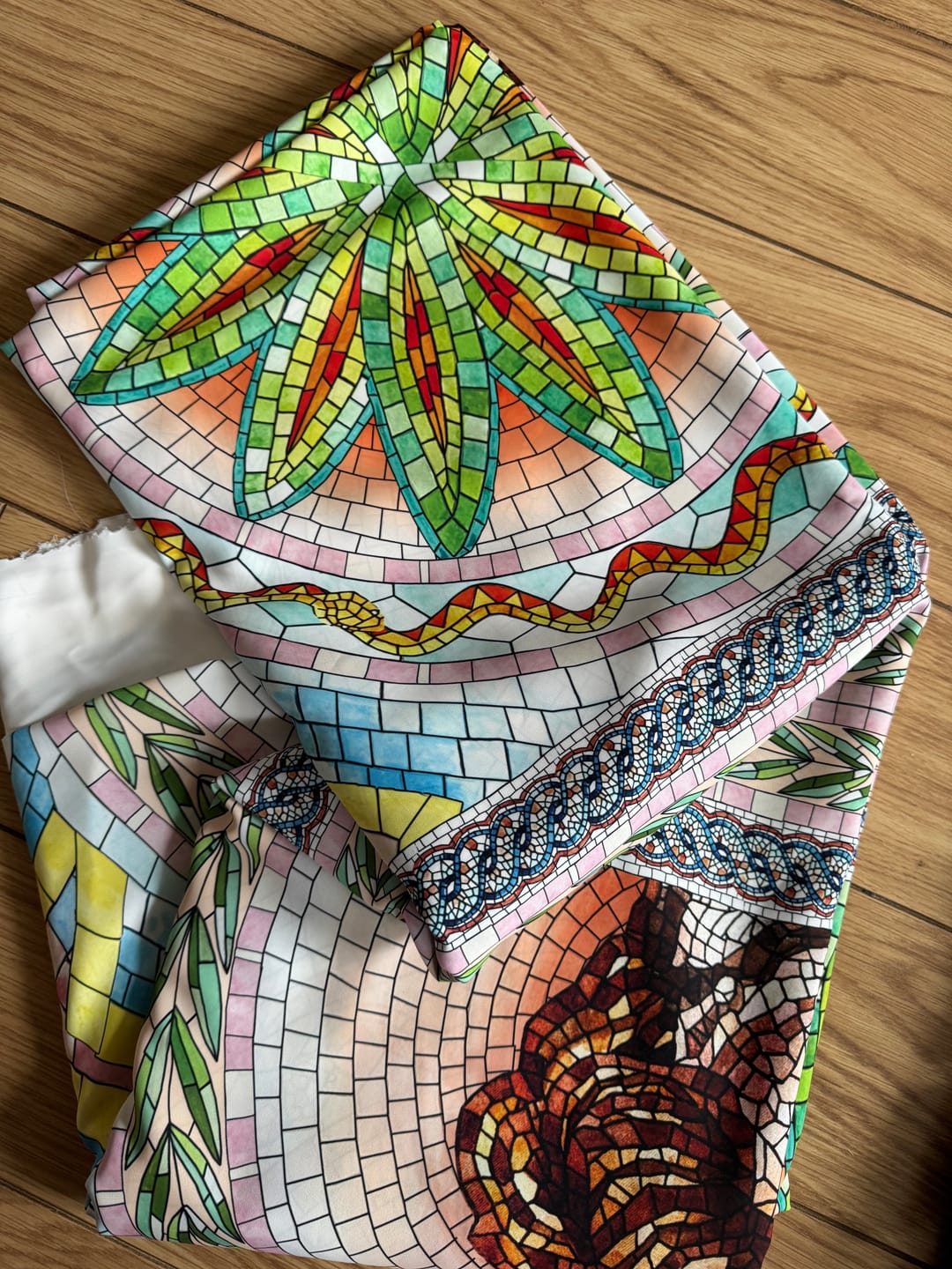 Customer photo review of Greek Mosaic Print Fabric By Metre