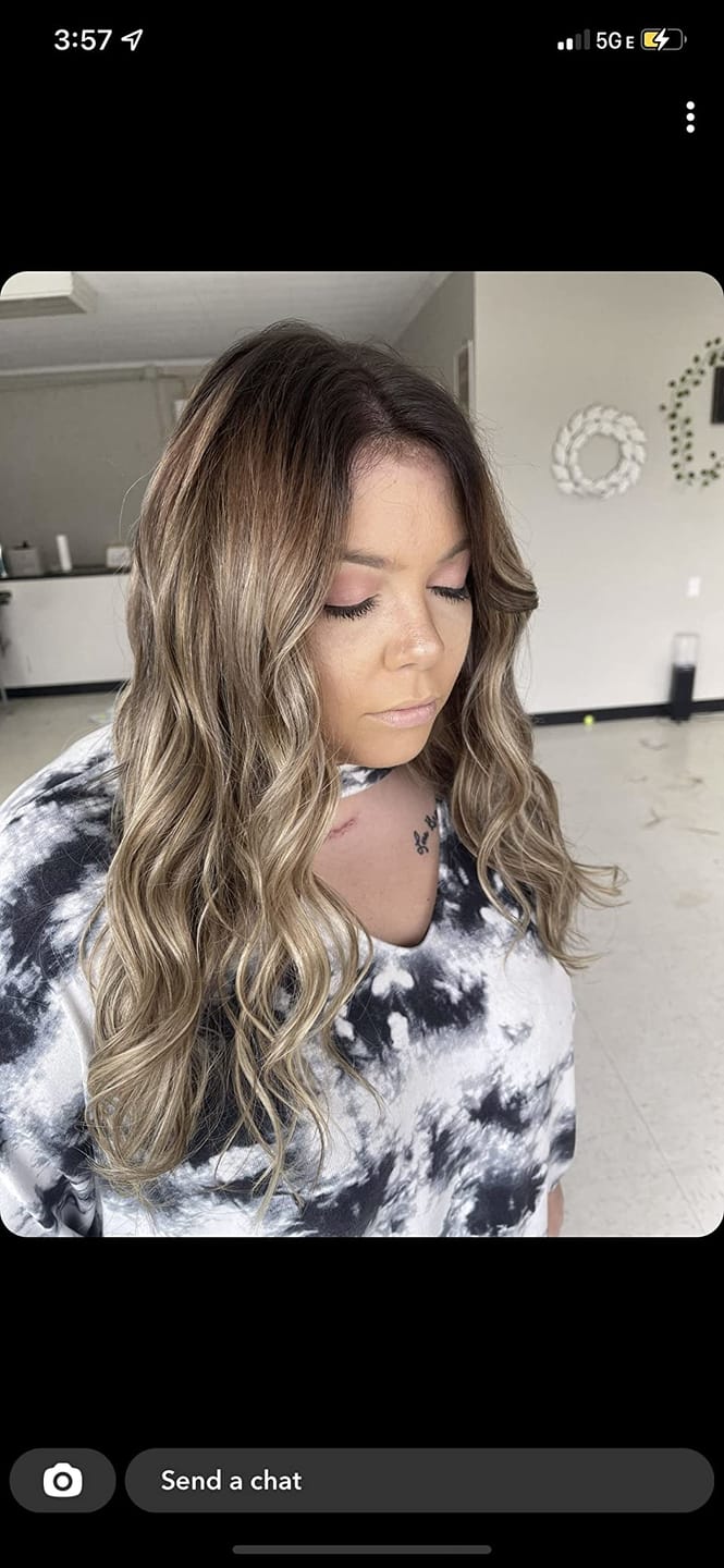 Customer photo review of 6x7 Inches Virgin Human Hair Toppers Mono Base Balayage Brown #4/4/27