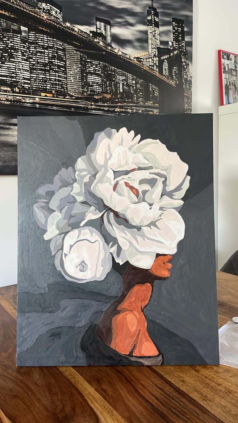 Customer photo review of Malen nach Zahlen - Frau mit Blumenhaar