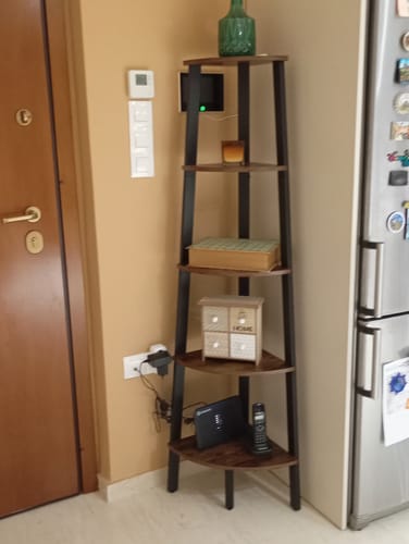 Customer photo review of Γωνιακό Ράφι Βιβλιοθήκη με 5 ράφια Σαλόνι Κρεβατοκάμαρα vintage καφέ LL-S35X