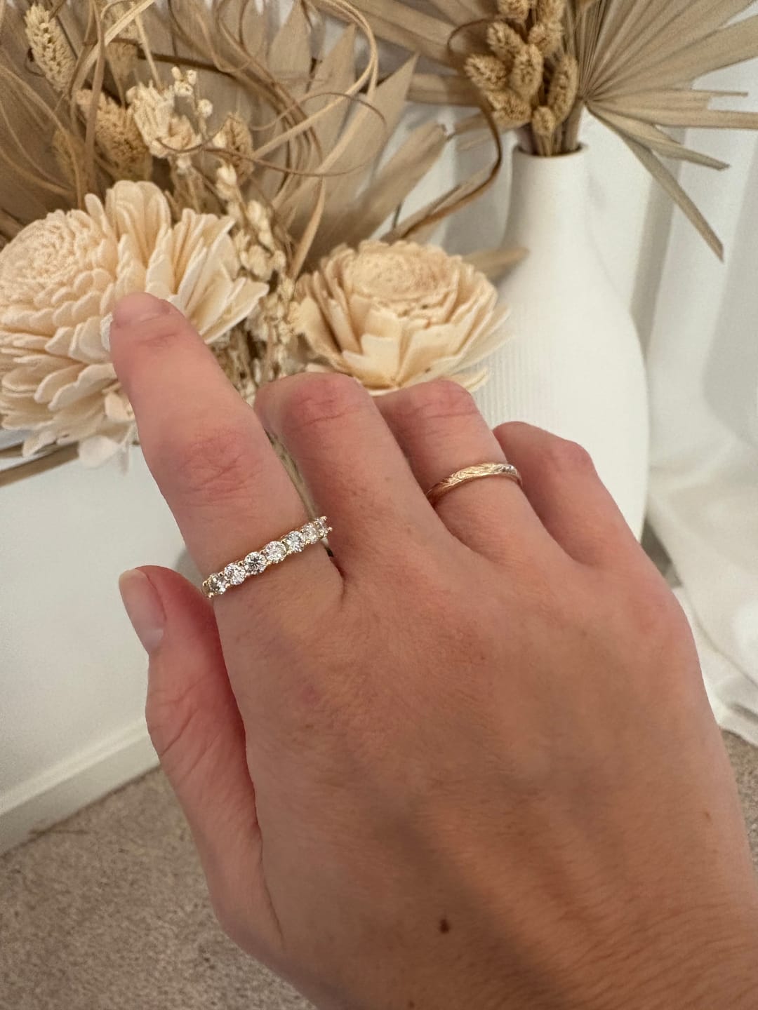 Customer photo review of 3mm Moissanite Half Eternity Ring