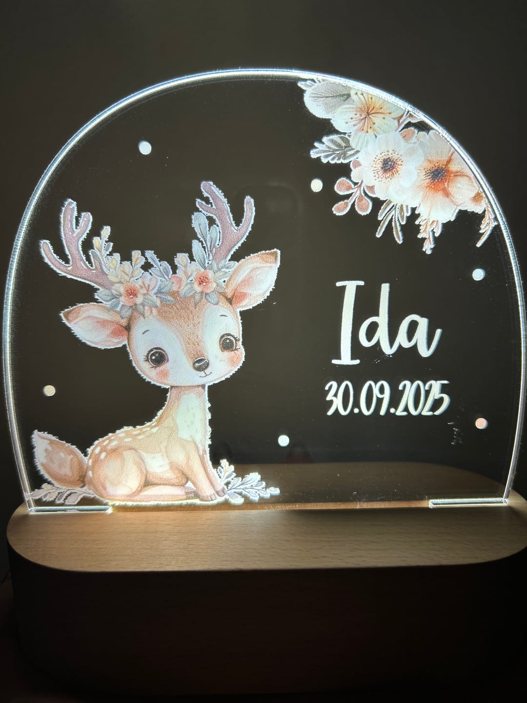 Customer photo review of Nachtlicht Kinder personalisiert - Baby Reh