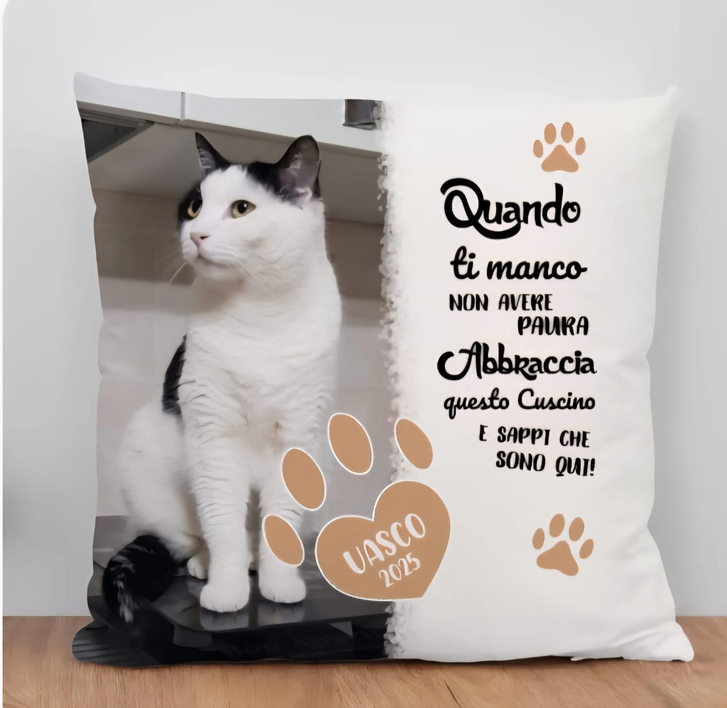 Customer photo review of Quando ti manco - Cuscino personalizzato
