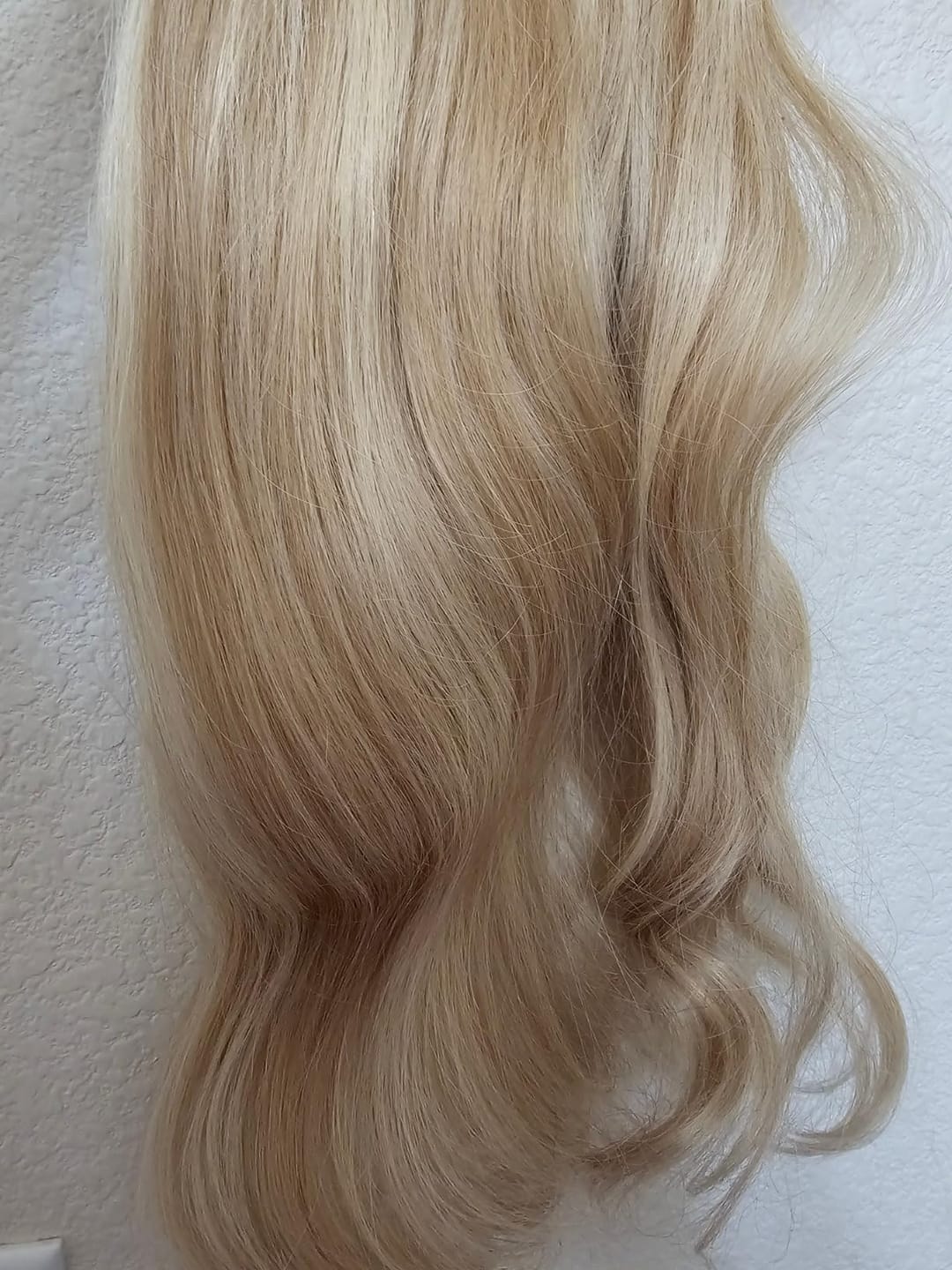 Customer photo review of [Pre Order] 6x6 Inches Virgin Human Hair Toppers Fishnet Base Blonde Highlights #16/22