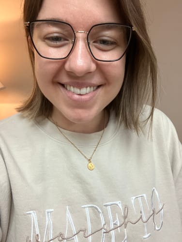 Customer photo review of Necklace: Gold Widow's Mite