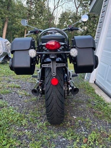 Customer photo review of 24L - Ironclad Quick-Mount Medium Triumph Bonneville Speedmaster Leather Wrapped Hard Saddlebags