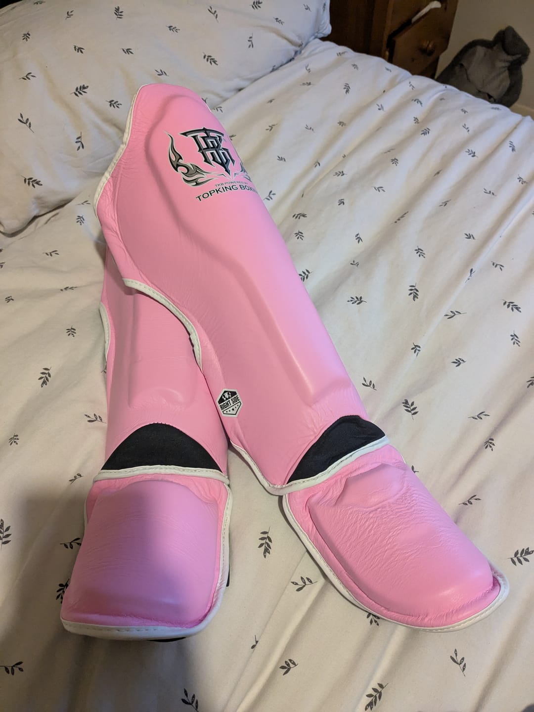 Customer photo review of Top King 'Pro' TKSGP-GL Pink Shin Guards