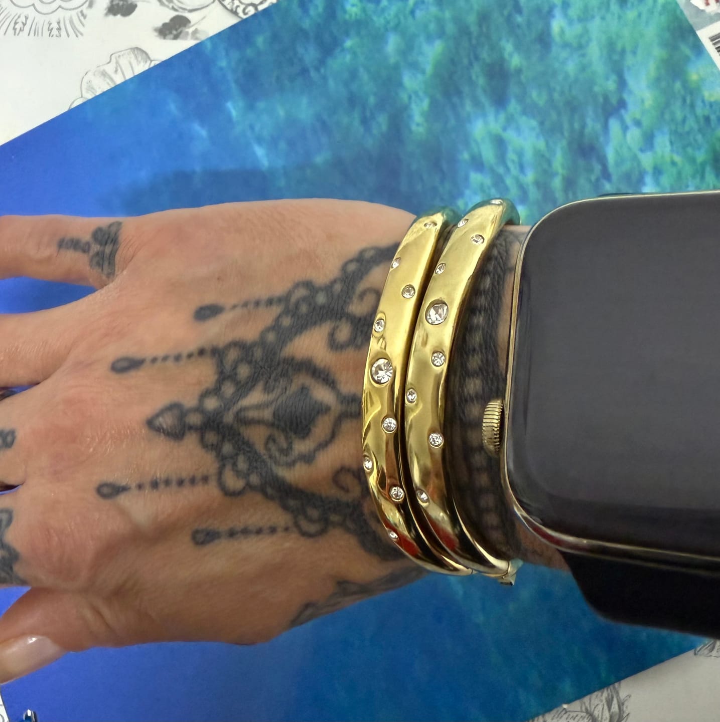 Customer photo review of Wave Bangle with Stones