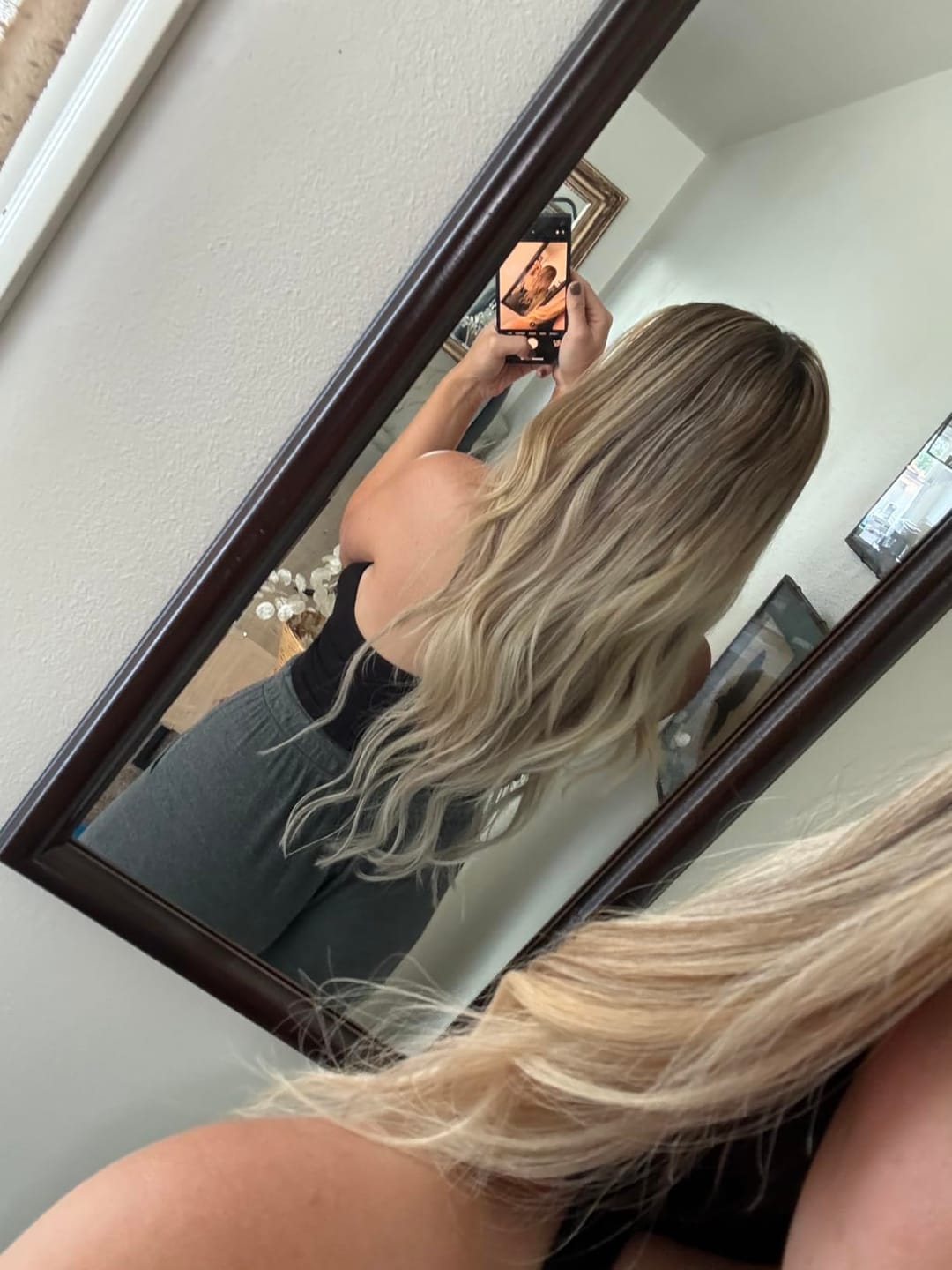 Customer photo review of 3x5 Inches Human Hair Toppers Mono Base Balayage Blonde #3/8/22